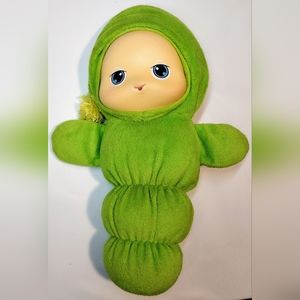 Hasbro Playskool Glo Worm Lullaby 2009 Musical 10" Green Plush Lights Up Works